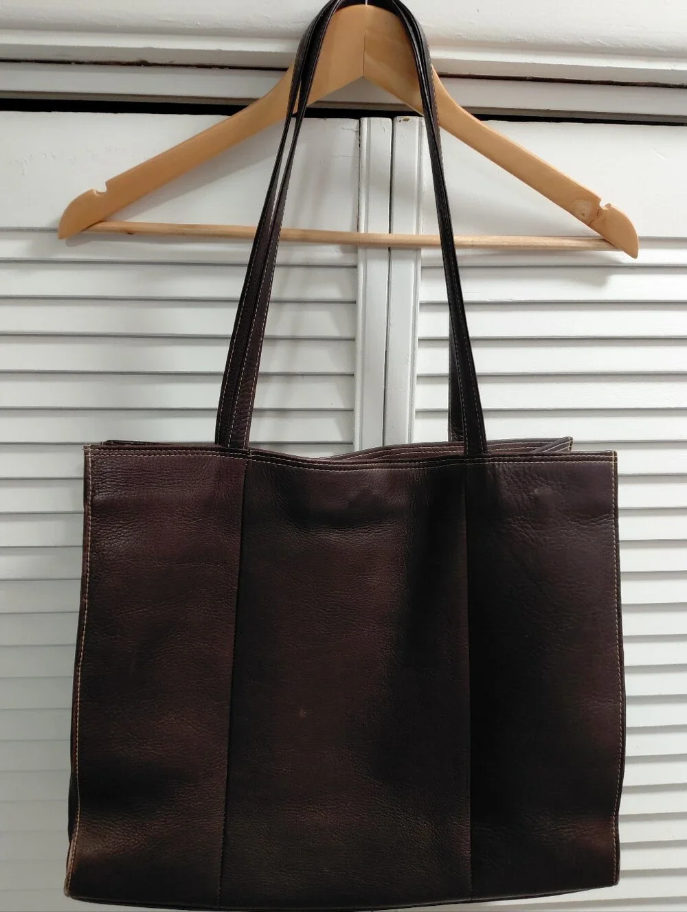 Piel Dark Brown Leather Tote Bag